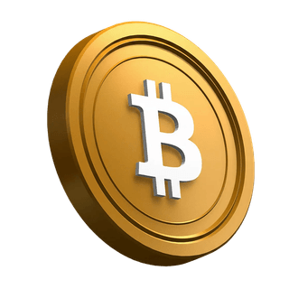 Schuin geplaatste Bitcoin (BTC)-munt in de vormgeving van de heldensectie